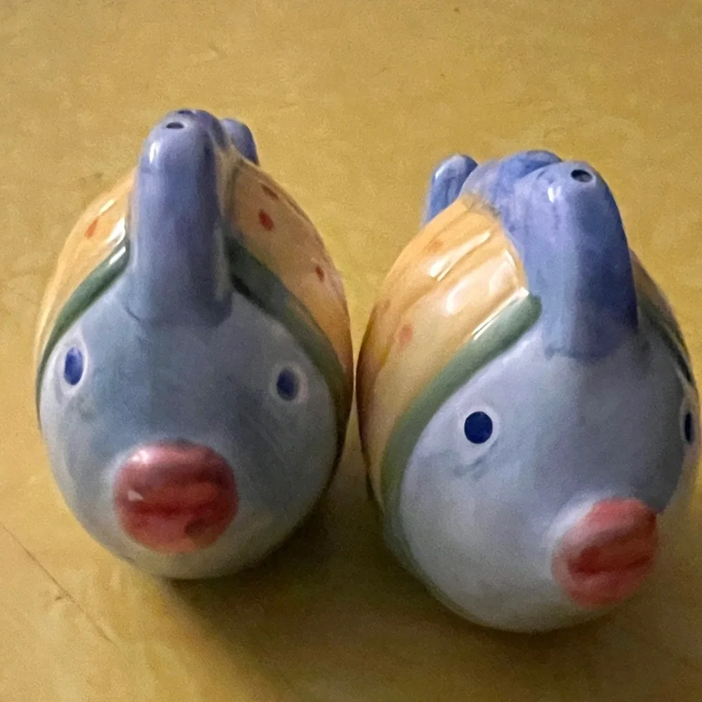 Colorful Ceramic Fish Salt and Pepper Shakers